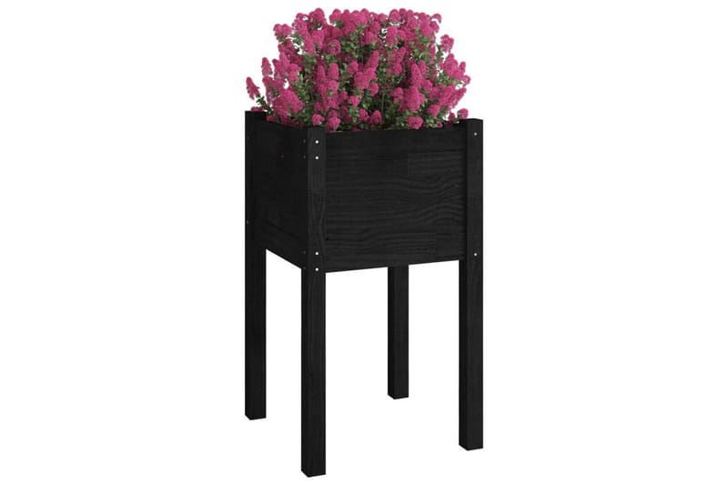 plantekasse 40x40x70 cm massivt fyrretræ sort - Sort - Blomsterkasser - Havekrukker