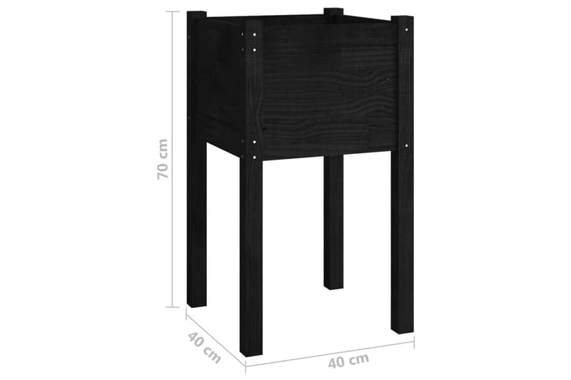plantekasse 40x40x70 cm massivt fyrretræ sort - Sort - Havemøbler - Øvrigt havetilbehør - Tilbehør udendørs - Havekrukker
