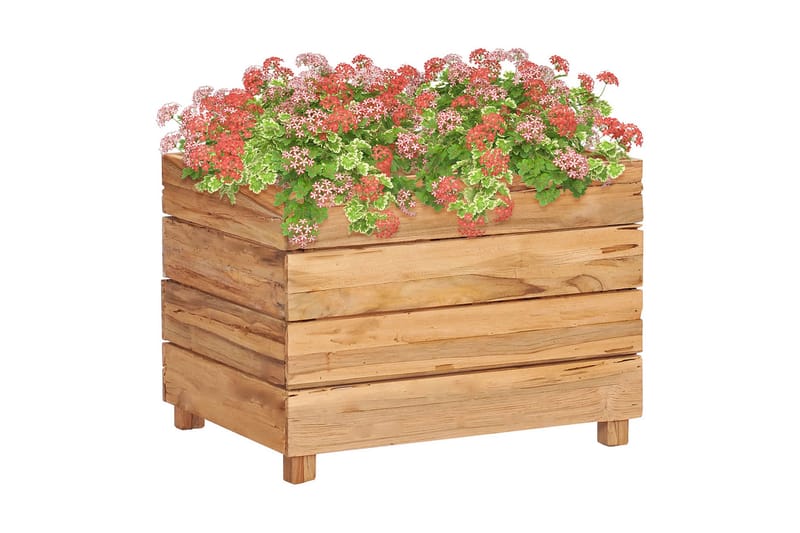 plantekasse 50x40x38 cm genanvendt teaktræ og stål - Brun - Havemøbler - Øvrigt havetilbehør - Tilbehør udendørs - Havekrukker