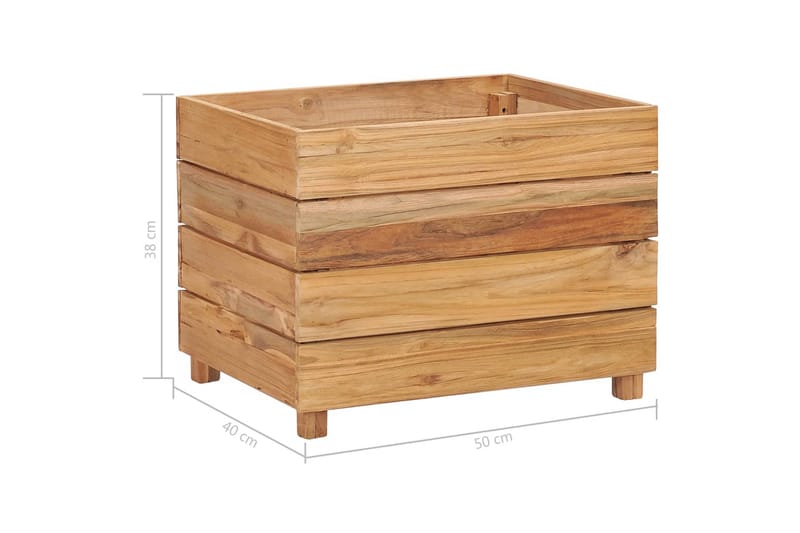 plantekasse 50x40x38 cm genanvendt teaktræ og stål - Brun - Havemøbler - Øvrigt havetilbehør - Tilbehør udendørs - Havekrukker