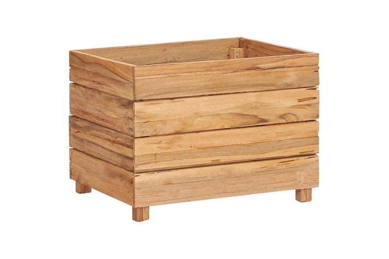 plantekasse 50x40x38 cm genanvendt teaktræ og stål - Brun - Havemøbler - Øvrigt havetilbehør - Tilbehør udendørs - Havekrukker