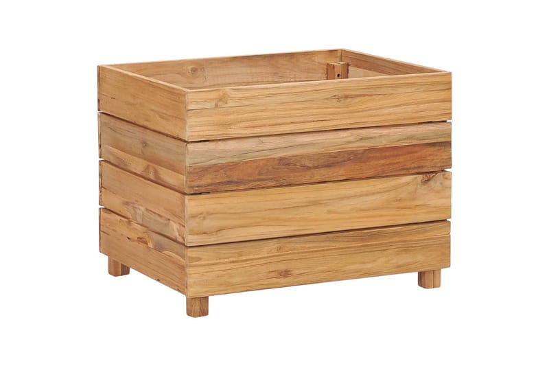 plantekasse 50x40x38 cm genanvendt teaktræ og stål - Brun - Havemøbler - Øvrigt havetilbehør - Tilbehør udendørs - Havekrukker