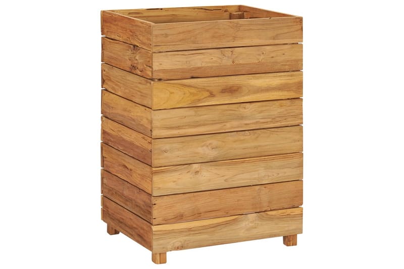 plantekasse 50x40x72 cm genanvendt teaktræ og stål - Brun - Havemøbler - Øvrigt havetilbehør - Tilbehør udendørs - Havekrukker