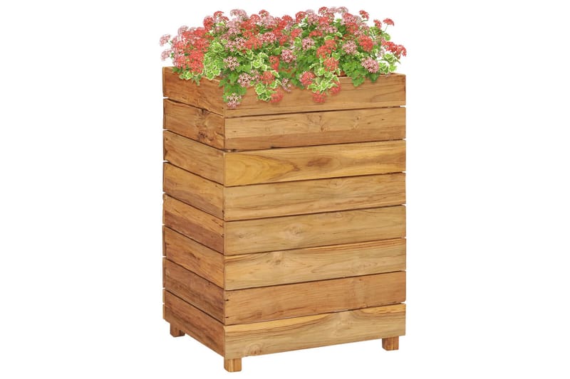 plantekasse 50x40x72 cm genanvendt teaktræ og stål - Brun - Havemøbler - Øvrigt havetilbehør - Tilbehør udendørs - Havekrukker