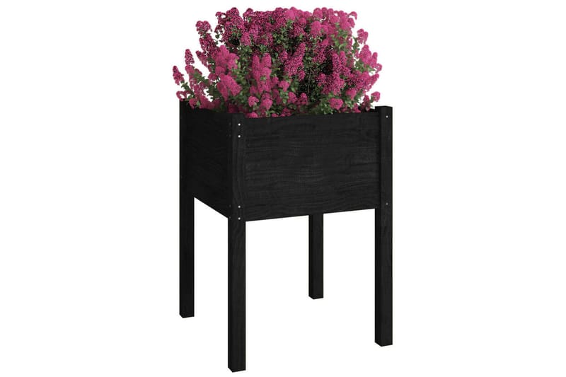 plantekasse 50x50x70 cm massivt fyrretræ sort - Sort - Blomsterkasser - Havekrukker