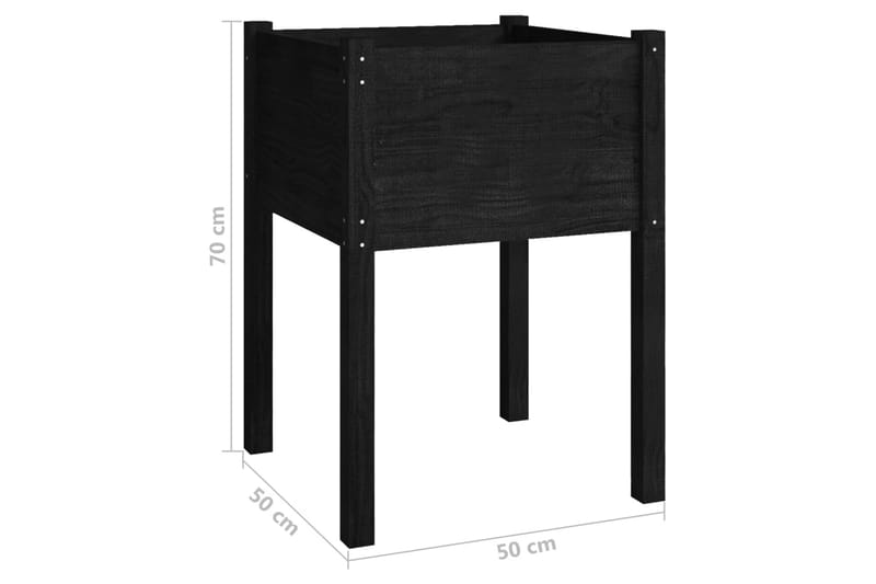 plantekasse 50x50x70 cm massivt fyrretræ sort - Sort - Blomsterkasser - Havekrukker