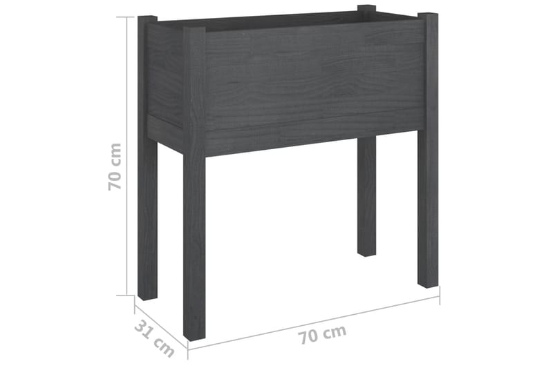 plantekasse 70x31x70 cm massivt fyrretræ grå - Grå - Havemøbler - Øvrigt havetilbehør - Tilbehør udendørs - Havekrukker