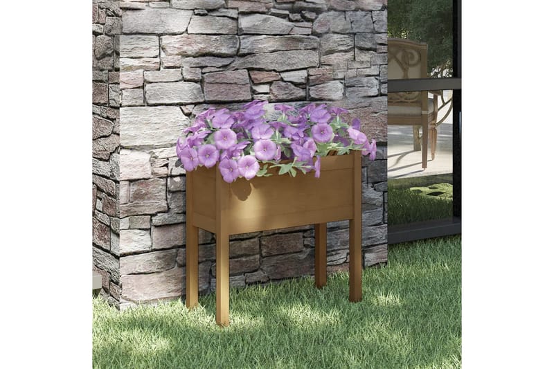 plantekasse 70x31x70 cm massivt fyrretræ gyldenbrun - Brun - Havemøbler - Øvrigt havetilbehør - Tilbehør udendørs - Havekrukker