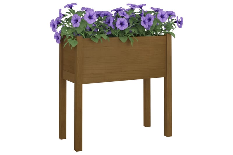 plantekasse 70x31x70 cm massivt fyrretræ gyldenbrun - Brun - Blomsterkasser - Havekrukker