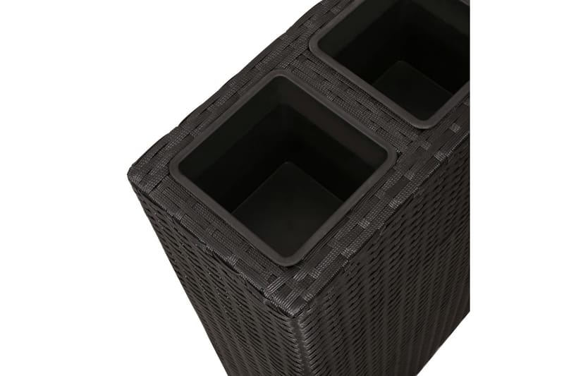 Plantekasse Med 4 Krukker Polyrattan Sort - Sort - Havemøbler - Øvrigt havetilbehør - Tilbehør udendørs - Havekrukker