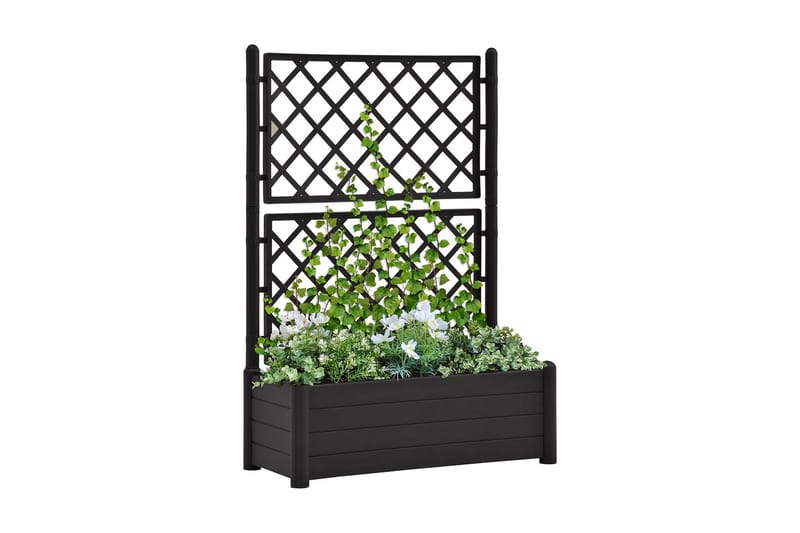 Plantekasse med espalier 100x43x142 cm pp antracitgrå - Antracit - Blomsterkasser - Havekrukker