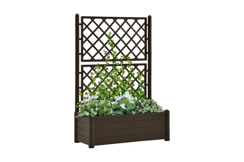 Plantekasse med espalier 100x43x142 cm pp mokkafarvet - Brun - Blomsterkasser - Havekrukker