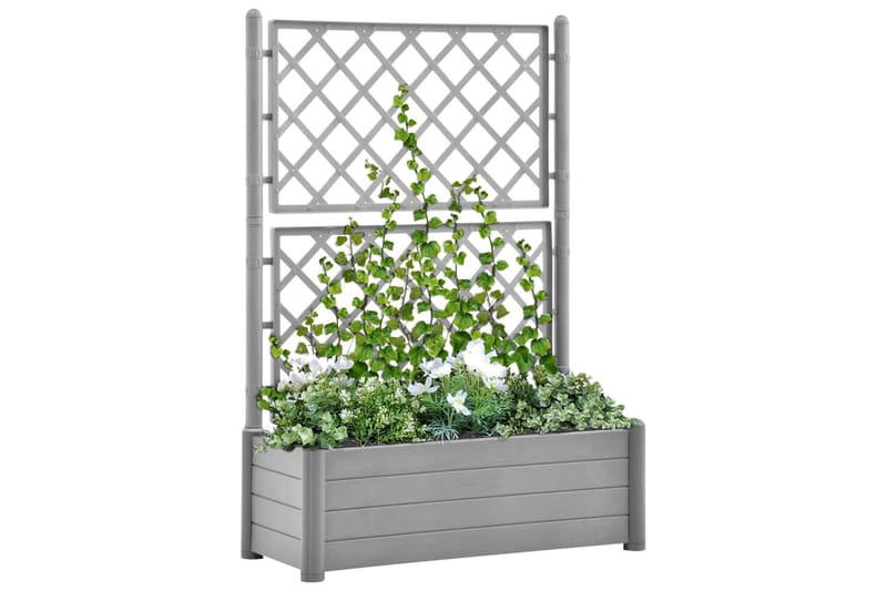 plantekasse med espalier 100x43x142 cm PP stengrå - Grå - Blomsterkasser - Havekrukker