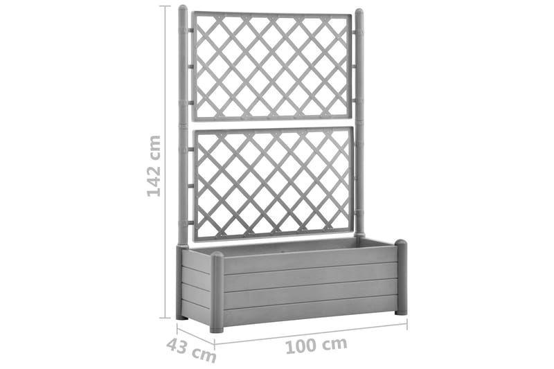 plantekasse med espalier 100x43x142 cm PP stengrå - Grå - Blomsterkasser - Havekrukker