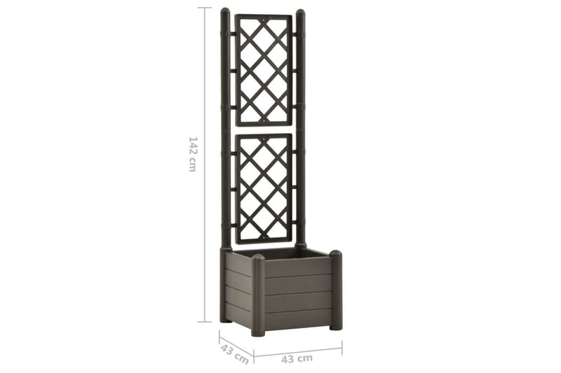 Plantekasse Med Espalier 43x43x142 cm Pp Antracitgrå - Antracit - Havemøbler - Øvrigt havetilbehør - Tilbehør udendørs - Havekrukker