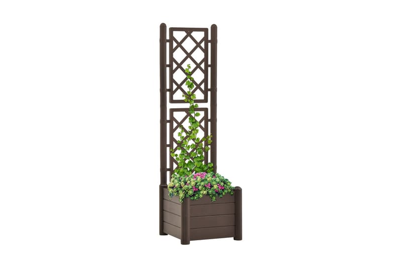 plantekasse med espalier 43x43x142 cm PP mokkafarvet - Brun - Havekrukker - Blomsterkasser