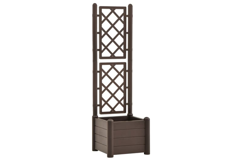 plantekasse med espalier 43x43x142 cm PP mokkafarvet - Brun - Havemøbler - Øvrigt havetilbehør - Tilbehør udendørs - Havekrukker