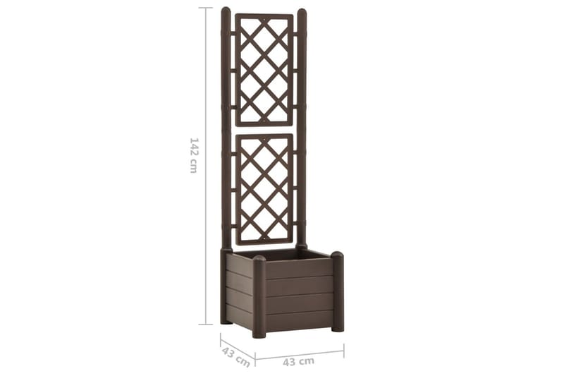 plantekasse med espalier 43x43x142 cm PP mokkafarvet - Brun - Havemøbler - Øvrigt havetilbehør - Tilbehør udendørs - Havekrukker