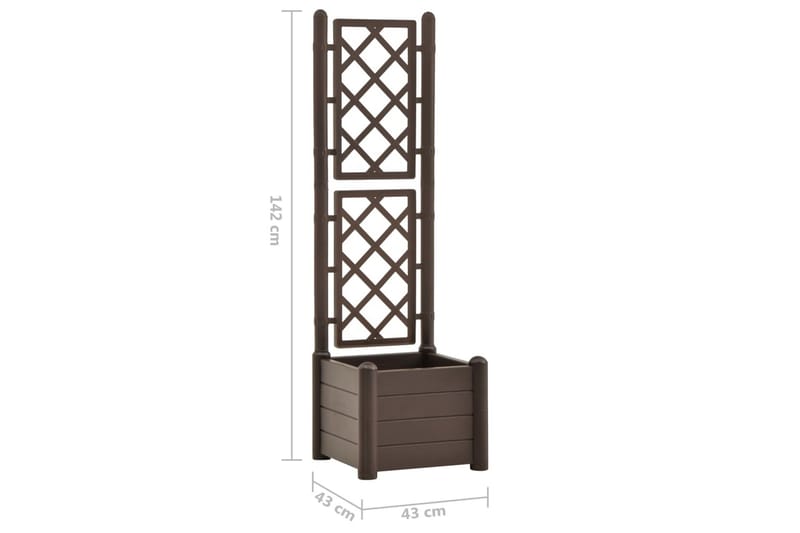 plantekasse med espalier 43x43x142 cm PP mokkafarvet - Brun - Blomsterkasser - Havekrukker