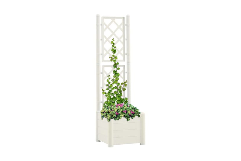 plantekasse med espalier 43x43x142 cm PP hvid - Hvid - Havemøbler - Øvrigt havetilbehør - Tilbehør udendørs - Havekrukker