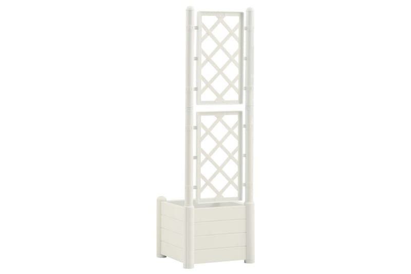 plantekasse med espalier 43x43x142 cm PP hvid - Hvid - Havemøbler - Øvrigt havetilbehør - Tilbehør udendørs - Havekrukker