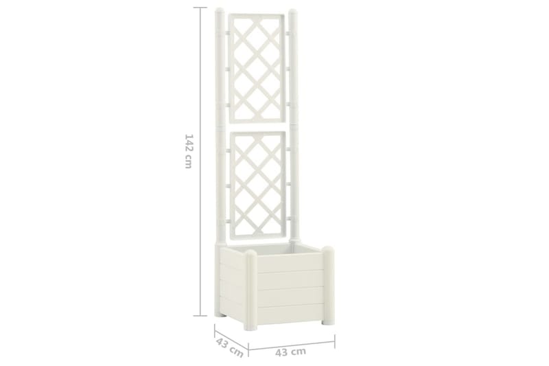 plantekasse med espalier 43x43x142 cm PP hvid - Hvid - Havemøbler - Øvrigt havetilbehør - Tilbehør udendørs - Havekrukker