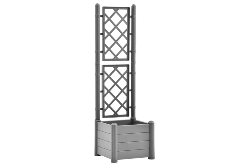 plantekasse med espalier 43x43x142 cm PP grå - Grå - Havemøbler - Øvrigt havetilbehør - Tilbehør udendørs - Havekrukker