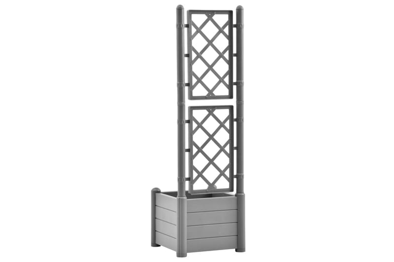 plantekasse med espalier 43x43x142 cm PP grå - Grå - Havemøbler - Øvrigt havetilbehør - Tilbehør udendørs - Havekrukker