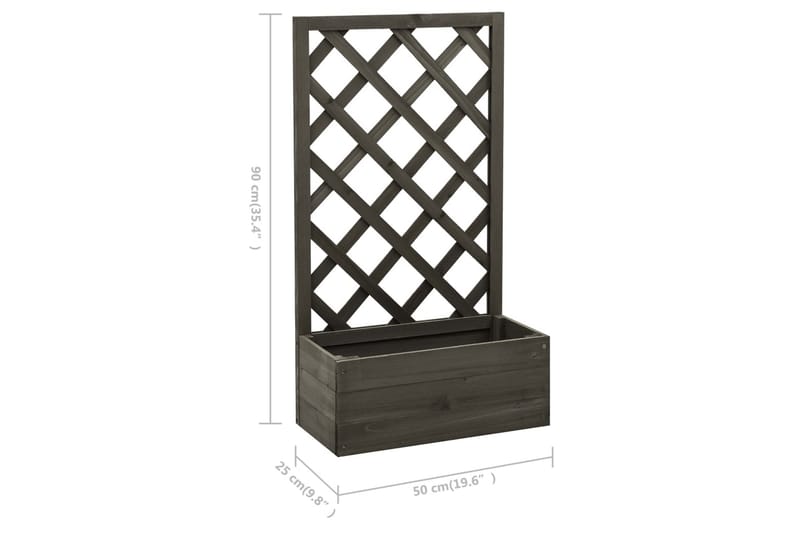 Plantekasse med espalier 50x25x90 cm massivt fyrretræ grå - Grå - Blomsterkasser - Havekrukker