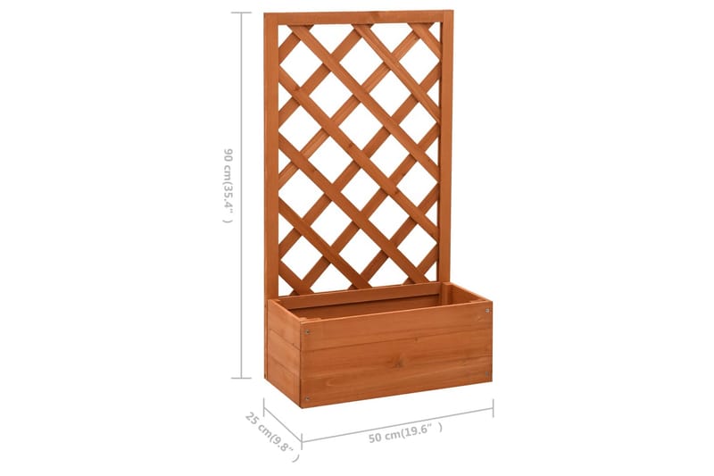 Plantekasse med espalier 50x25x90 cm massivt fyrretræ - Orange - Blomsterkasser - Havekrukker