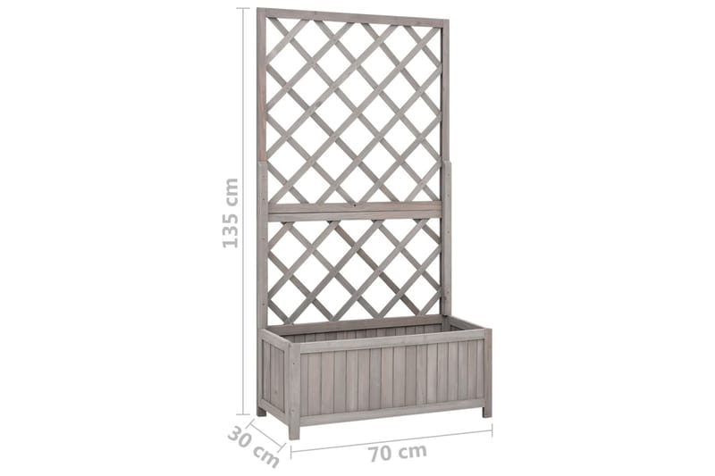 plantekasse med espalier 70x30x135 cm massivt fyrretræ grå - Grå - Havemøbler - Øvrigt havetilbehør - Tilbehør udendørs - Havekrukker