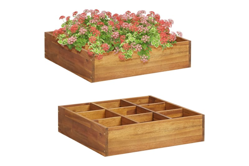 Plantekasse Til Urter 60 X 60 X 15 cm Massivt Akacietræ - Beige - Havemøbler - Øvrigt havetilbehør - Tilbehør udendørs - Havekrukker