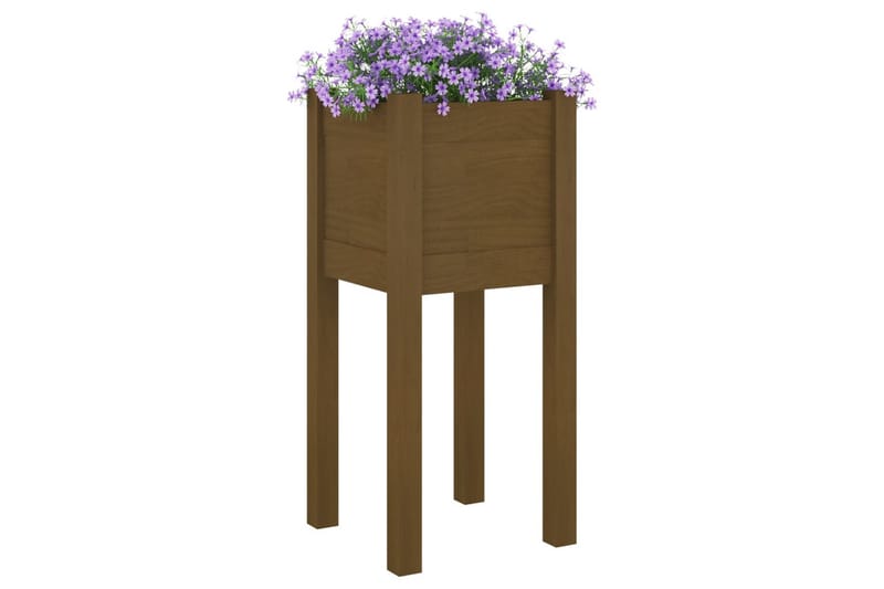 plantekasser 2 stk. 31x31x70 cm massivt fyrretræ gyldenbrun - Brun - Blomsterkasser - Havekrukker