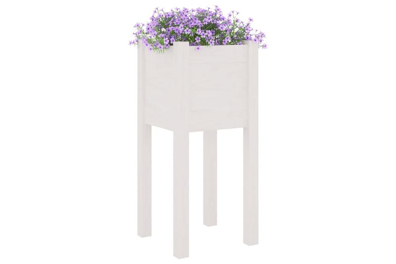 plantekasser 2 stk. 31x31x70 cm massivt fyrretræ hvid - Hvid - Havemøbler - Øvrigt havetilbehør - Tilbehør udendørs - Havekrukker