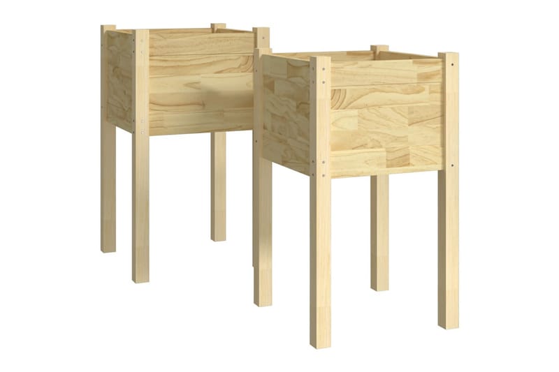 plantekasser 2 stk. 40x40x70 cm massivt fyrretræ - Brun - Havemøbler - Øvrigt havetilbehør - Tilbehør udendørs - Havekrukker