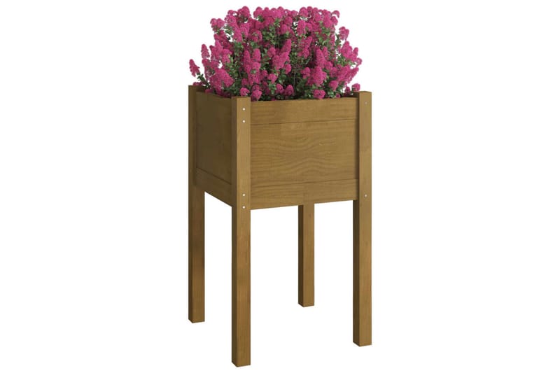 plantekasser 2 stk. 40x40x70 cm massivt fyrretræ gyldenbrun - Brun - Havemøbler - Øvrigt havetilbehør - Tilbehør udendørs - Havekrukker