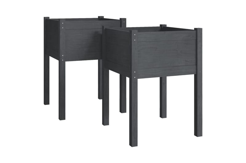 plantekasser 2 stk. 50x50x70 cm massivt fyrretræ grå - Grå - Havemøbler - Øvrigt havetilbehør - Tilbehør udendørs - Havekrukker