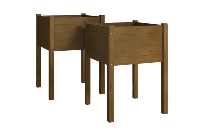 plantekasser 2 stk. 50x50x70 cm massivt fyrretræ gyldenbrun - Brun - Havemøbler - Øvrigt havetilbehør - Tilbehør udendørs - Havekrukker
