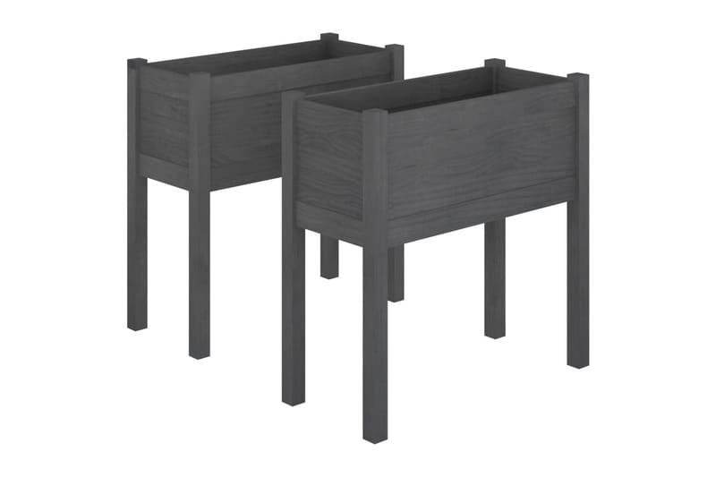 plantekasser 2 stk. 70x31x70 cm massivt fyrretræ grå - Grå - Havemøbler - Øvrigt havetilbehør - Tilbehør udendørs - Havekrukker
