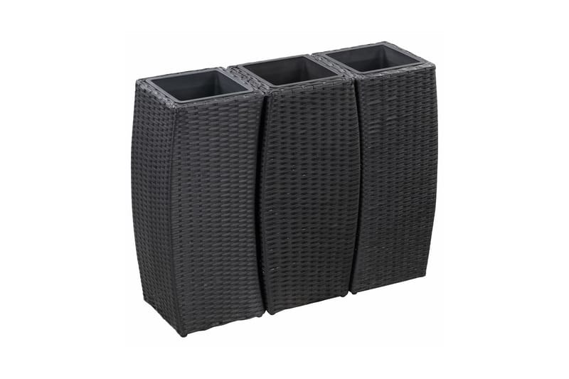 Plantekrukker 3 stk. Polyrattan Sort - Sort - Havemøbler - Øvrigt havetilbehør - Tilbehør udendørs - Havekrukker