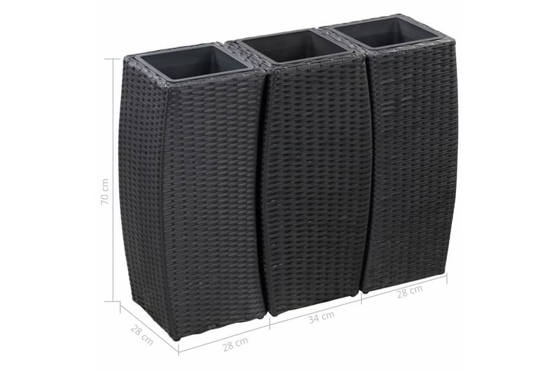Plantekrukker 3 stk. Polyrattan Sort - Sort - Havemøbler - Øvrigt havetilbehør - Tilbehør udendørs - Havekrukker