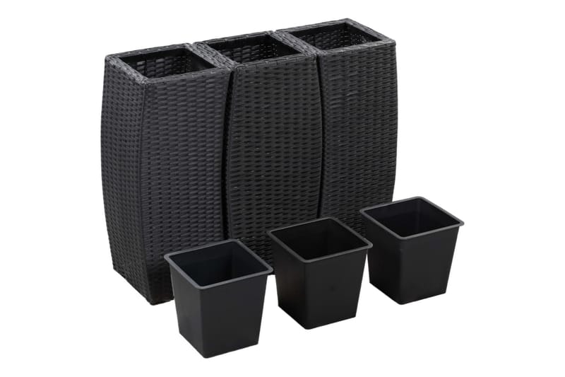 Plantekrukker 3 stk. Polyrattan Sort - Sort - Havemøbler - Øvrigt havetilbehør - Tilbehør udendørs - Havekrukker