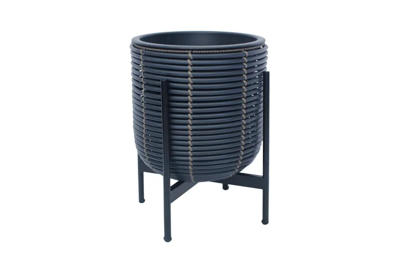 Wicker Blomsterkrukke på stativ 30x30xH38 cm Sort, undefined