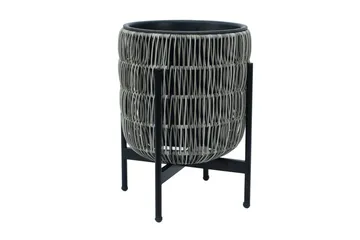 Wicker Blomsterkrukke på stativ 30x30xH38 cm Grå - Havemøbler - Øvrigt havetilbehør - Tilbehør udendørs - Havekrukker