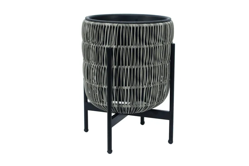 Wicker Blomsterkrukke på stativ 30x30xH38 cm Grå - Havemøbler - Øvrigt havetilbehør - Tilbehør udendørs - Havekrukker