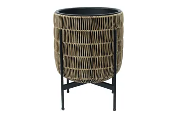 Wicker Blomsterkrukke på stativ 38x38xH49 cm Lysebrun - Havemøbler - Øvrigt havetilbehør - Tilbehør udendørs - Havekrukker