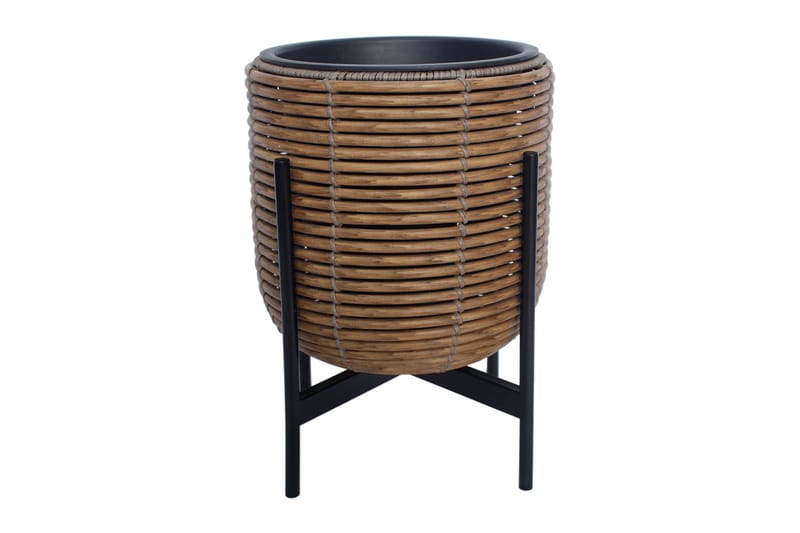 Wicker Blomsterkrukke på stativ 30x30xH38 cm Brun - Havemøbler - Øvrigt havetilbehør - Tilbehør udendørs - Havekrukker