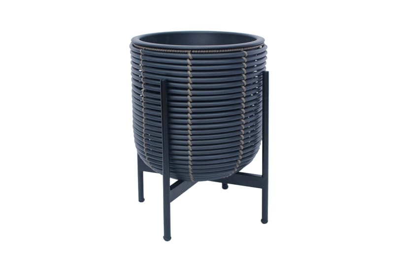 Wicker Blomsterkrukke på stativ 30x30xH38 cm Sort - Havemøbler - Øvrigt havetilbehør - Tilbehør udendørs - Havekrukker