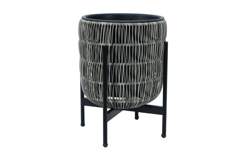Wicker Blomsterkrukke på stativ 30x30xH38 cm Grå - Havemøbler - Øvrigt havetilbehør - Tilbehør udendørs - Havekrukker