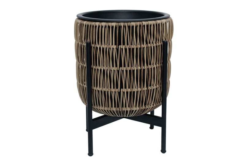Wicker Blomsterkrukke på stativ 30x30xH38 cm Lysebrun - Havemøbler - Øvrigt havetilbehør - Tilbehør udendørs - Havekrukker